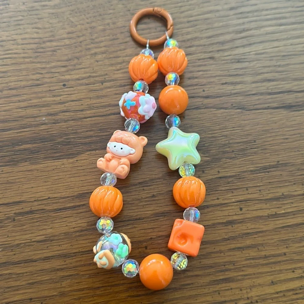 Beaded charm keychain